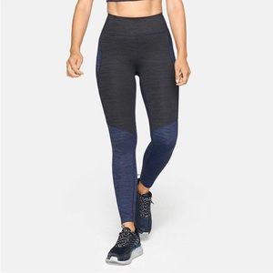 Outdoor Voices two-toned blue/black leggings